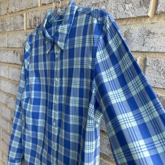 Talbots Long Sleeve Button Up Collared Plaid 100% Cotton Shirt Women's Size S - Picture 6 of 8